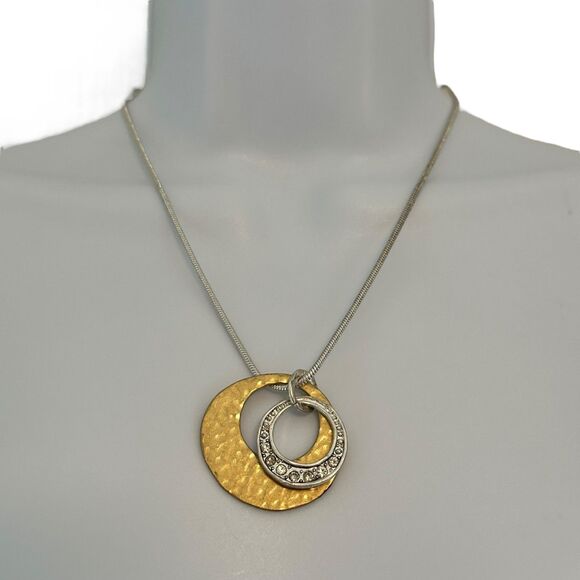 Chico's Shakira Gold Silver Toned Pendant Necklace NWT - Picture 1 of 8